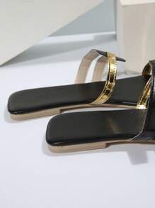 New Flat Bottom Flat Heel Women Fashionable Casual Sandals, Comfortable Slippers, Spring/Summer - Black - View 7