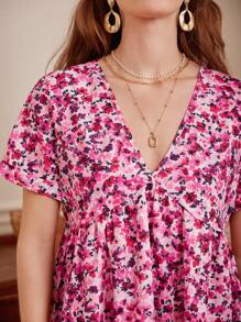 SHEIN Frenchy Vestido con estampado floral de cuello V