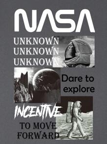 Manfinity Homme Men Astronaut And Slogan Graphic Tee - Grey - View 3