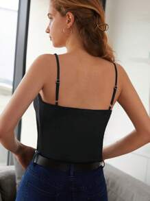 SHEIN Frenchy Draped Satin Cami Top - Black - View 2