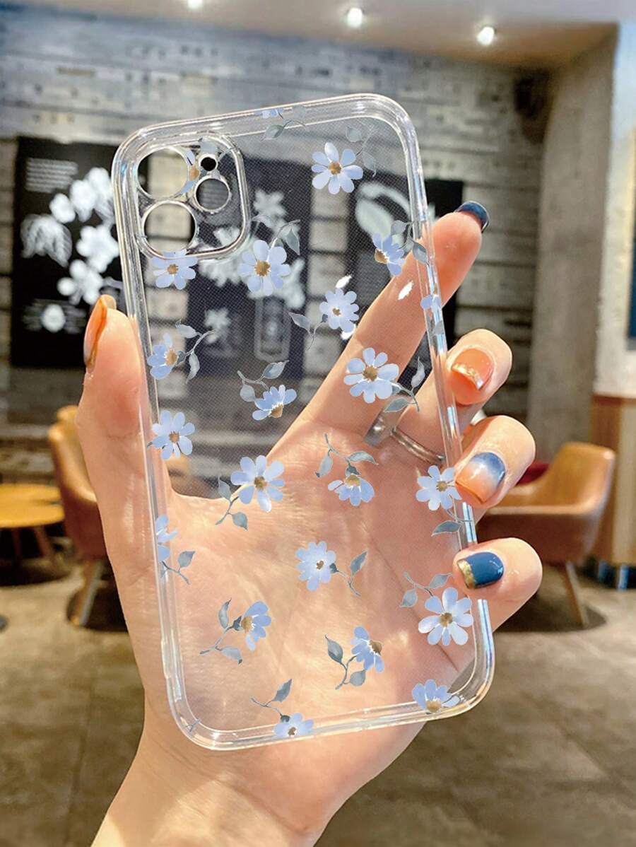 花卉图案透明手机壳，兼容 15/15Pro/15Plus/15Pro Max