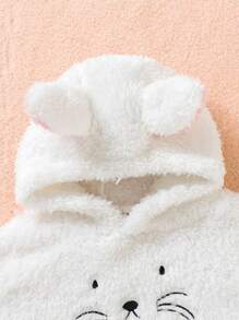 SHEIN 女嬰卡通刺繡3D耳朵設計連帽性感緊身連體衣 - 彩色 - 查看 3