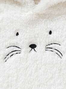 SHEIN 女嬰卡通刺繡3D耳朵設計連帽性感緊身連體衣 - 彩色 - 查看 4