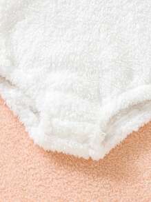 SHEIN 女嬰卡通刺繡3D耳朵設計連帽性感緊身連體衣 - 彩色 - 查看 5