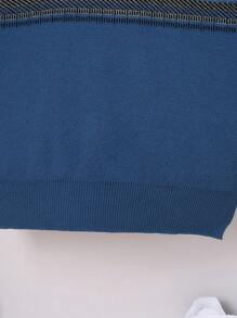 SHEIN Chico preadolescente Jersey con patrón geométrico de color combinado con cremallera cuarta