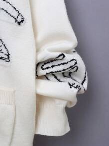 SHEIN 男大童字母和數字圖案雙口袋落肩開衫（不含襯衫） - 米色 - 查看 6