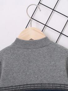 SHEIN Chico preadolescente Jersey con patrón geométrico de color combinado con cremallera cuarta