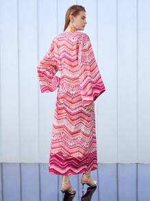 MOTF PREMIUM CHEVRON LACE-UP KAFTAN DRESS - Multicolor - View 5