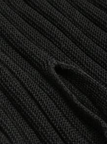 DAZY Áo len dệt kim cổ khoét, viền xẻ, quần áo mùa thu - màu đen - Xem 8