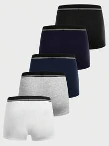 Extended Sizes Men 5pcs Contrast Tape Top-stitching Boxer Brief - Multicolor - View 2