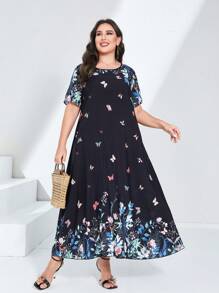 Al Najma Plus Floral Print Tunic Dress - Multicolor - View 6