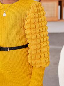 SHEIN 女大童素色緊身連衣裙不附腰帶 - 黃色 - 查看 6