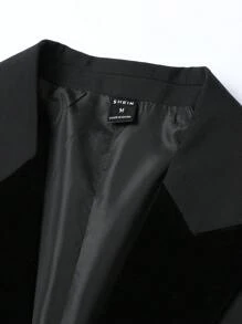 Manfinity Mode 男士1入組西裝領單排釦西裝外套&1入組西裝褲 - 黑色 - 查看 3
