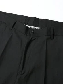Manfinity Mode 男士1入組西裝領單排釦西裝外套&1入組西裝褲 - 黑色 - 查看 5