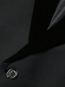 Manfinity Mode 男士1入組西裝領單排釦西裝外套&1入組西裝褲 - 黑色 - 查看 6