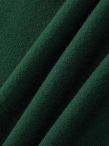 SHEIN EZwear 字母刺繡半拉鏈加絨內裏運動衫 - 墨綠色 - 查看 3