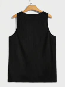 Men Solid Tank Top - Black - View 2