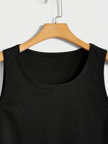 Men Solid Tank Top - Black - View 3