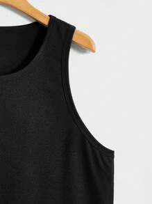 Men Solid Tank Top - Black - View 4