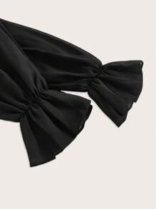 SHEIN MOD Camisa crop con estampado de figura de manga con volante bustier - Multicolor - Ver 3