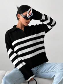 Pull À Rayures Épaule tombante