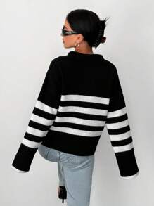Pull À Rayures Épaule tombante