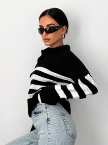 Pull À Rayures Épaule tombante