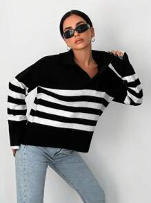 Pull À Rayures Épaule tombante