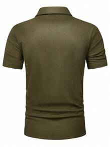 Manfinity Homme Men Solid Plain Pocket Patched Casual Short Sleeve Shirt For Going Out