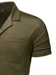 Manfinity Homme Men Solid Plain Pocket Patched Casual Short Sleeve Shirt For Going Out