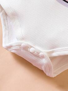 SHEIN Baby Girl Cartoon Graphic Ruffle Trim Bodysuit & Pants & Headband