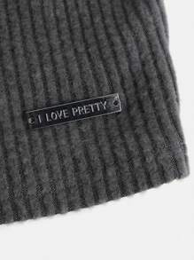 SHEIN 休閒貼布 羅紋針織標語女童（大）T恤 - 深灰色 - 查看 3