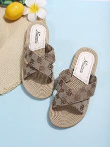 女性交叉帶平底涼鞋,時尚&舒服的 - 卡其色 - 查看 2