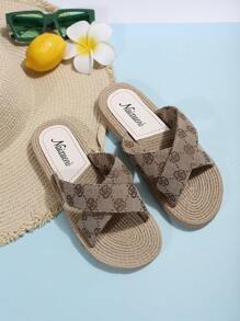 女性交叉帶平底涼鞋,時尚&舒服的 - 卡其色 - 查看 6