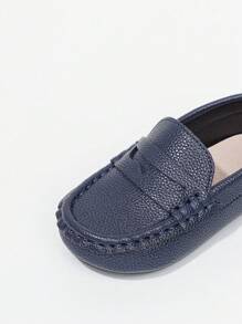 Infant One-Push Loafer Flat Shoes, Simple & Comfortable Leather Shoes - Blue - View 4