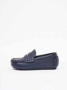 Infant One-Push Loafer Flat Shoes, Simple & Comfortable Leather Shoes - Blue - View 5