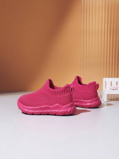 Baby Girls' Knitted Breathable Slip-on Anti-slip Daily Sneakers