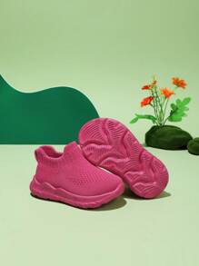 Baby Girls' Knitted Breathable Slip-on Anti-slip Daily Sneakers - Hot Pink - View 6