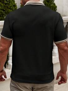 Manfinity RelaxMax Men Contrast Trim Polo Shirt - Black - View 3