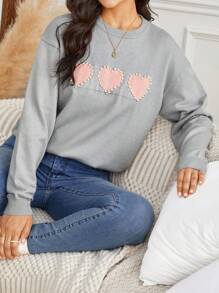 SHEIN Frenchy 休閒珍珠心女士毛衣 - 淺灰色 - 查看 6