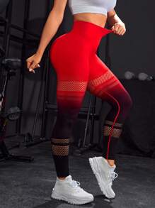 Ombre Hollow Out Tummy Control Sports Leggings