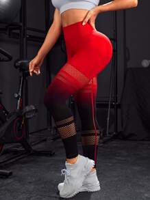 Ombre Hollow Out Tummy Control Sports Leggings