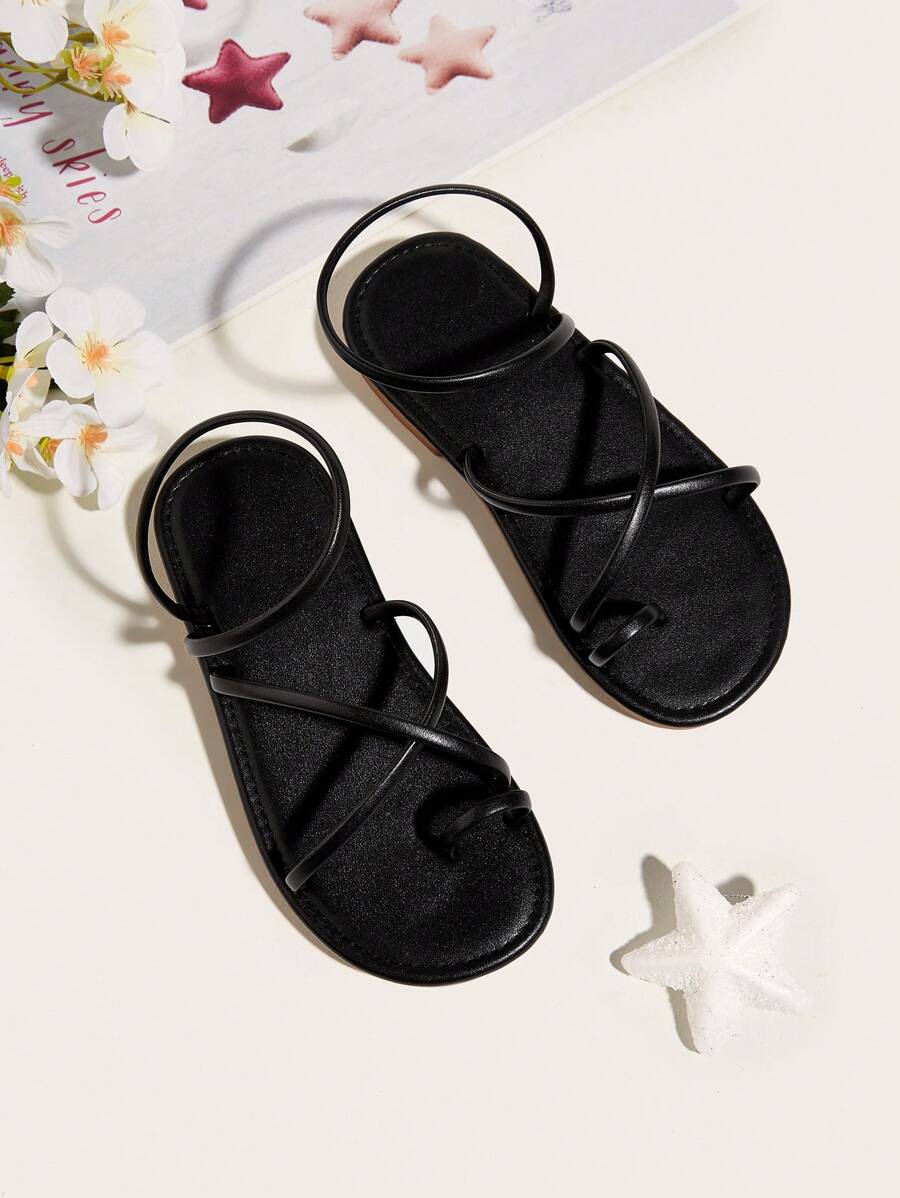 Girls' Fashionable And Versatile Outdoor Slippers - Black - View 1