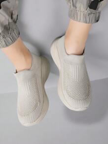 儿童透气轻便一脚蹬运动鞋 - 米色 - 查看 2