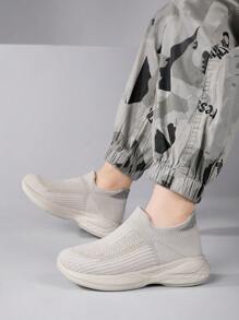 儿童透气轻便一脚蹬运动鞋 - 米色 - 查看 3