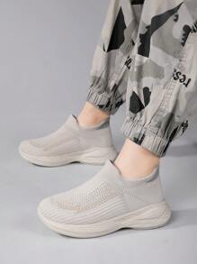 儿童透气轻便一脚蹬运动鞋 - 米色 - 查看 4