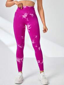 紮染寬腰帶運動打底褲