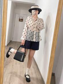 DAZY Chất rắn Túi nghiêng Quần short chân rộng - Màu xanh hải quân - Xem 5