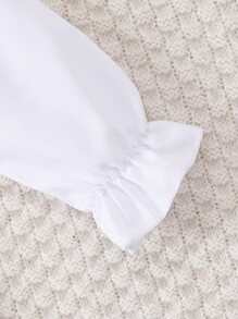 SHEIN Young Girl Solid Flare Hem Shirt & Pants & Vest Coat - Multicolor - View 4