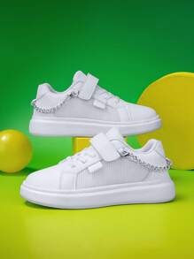 秋天風格白色鞋帶鐵鏈條裝飾適用於後至開學季 - 白色 - 查看 1